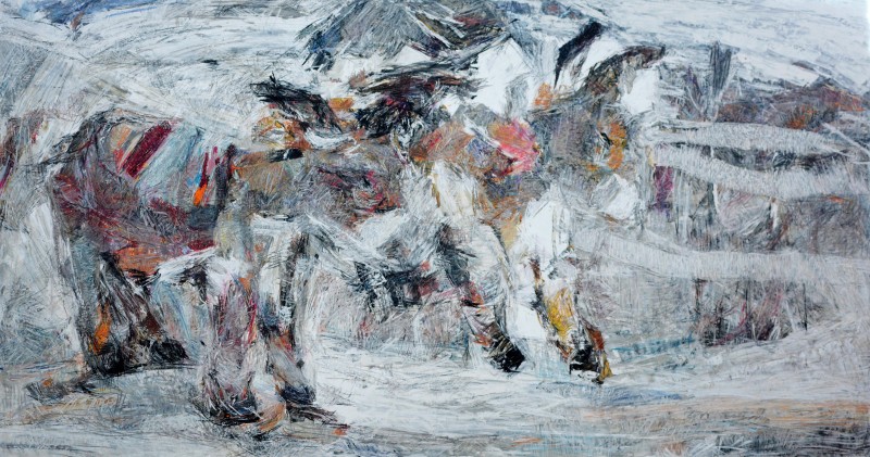 "Картон к Диплому" by Едуард Леаху, 2021, 800x1500mm, пастель / бумага