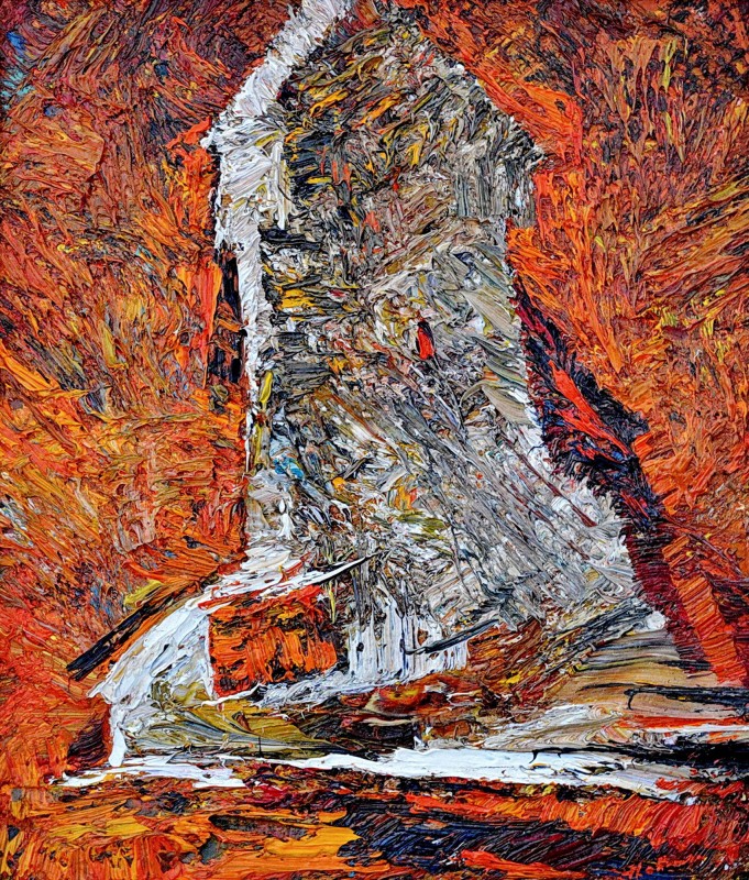 "Turn pe roșu" by Anatol Ghimpu, 2008, 400x300mm, ulei pe pânză