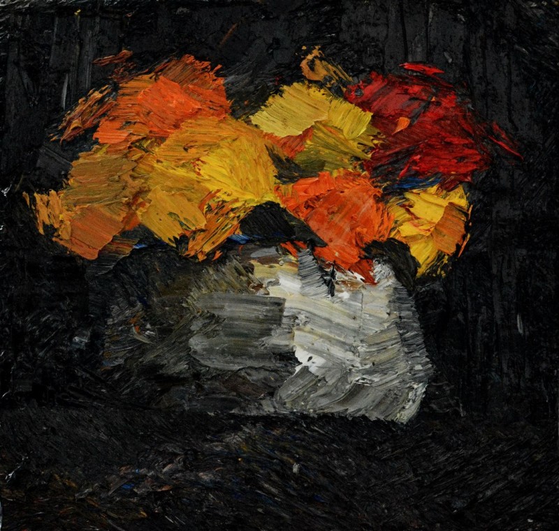 "Studiu. Natură statică cu flori" by Alexandru Bodrug, 2013, ulei pe pânză
