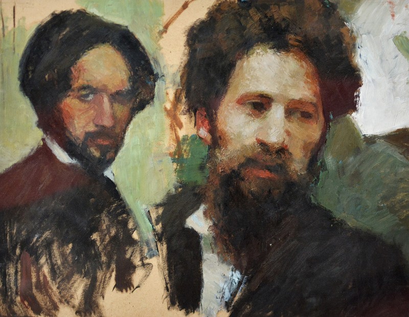 "Analiza operei de artă" by Victor Teslaru, 2014, 300x400mm, Ulei pe hârtie