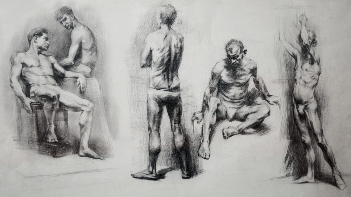 "Copie. Nud" by Oxana Țip, 2011, 450x750mm, creion pe hârtie