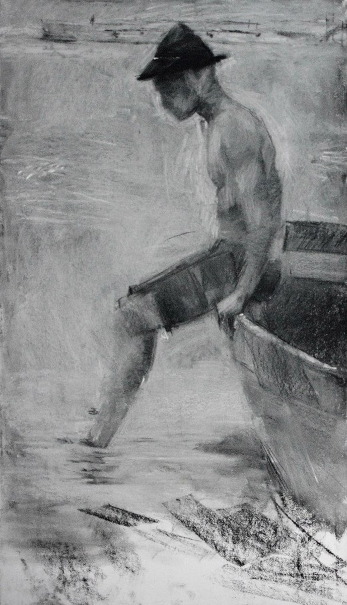 "Летняя практика. Фигура" by Ион Голубей, 2016, 500x300mm, соус / бумага