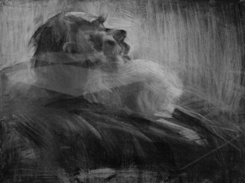 "Drawing. Portrait" by Dumitrița Znaida, 400x500mm, Russian sauce on paper