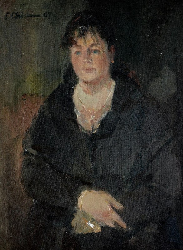 "Pictură. Portret" by Emil Childescu, ulei pe pânză