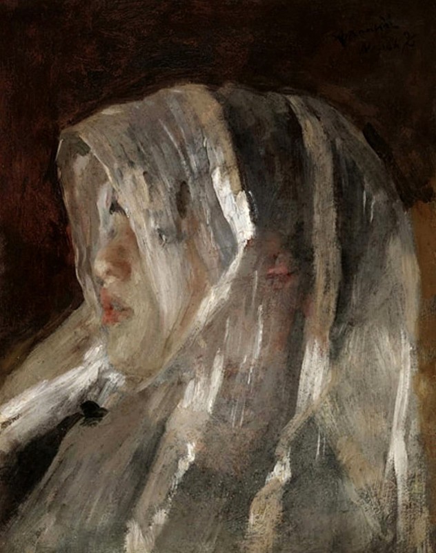 "Pictură. Portret" by Antonio Mancini, ulei pe pânză