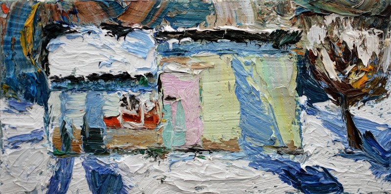 "Motiv. Iarnă" by Sorina Păcătos, 2016, 200x400mm, oil on canvas