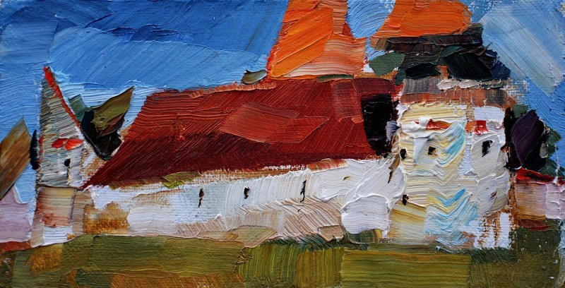"Motiv. Dealul Frumos" by Alisa Bivol, 2017, 100x200mm, oil on canvas