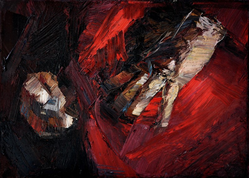 "Painting. Gypsum, head, hands, feet" by Lia Ungureanu, oil on canvas