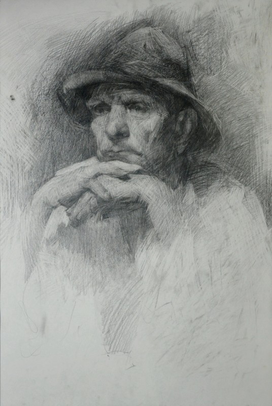 "Рисунок. Портрет. Продолжительный" by Александру Унтилов, 600x400mm, карандаш / бумага