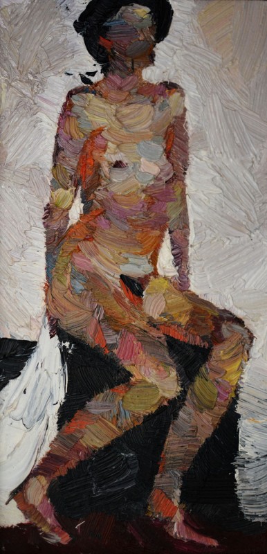 "Studiu. Nud" by Carolina Leagul, 2012, 300x150mm, oil on canvas