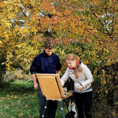 Alexandra Clapatiuc at Pleinair de toamnă. Clasa IX - primele studii în ulei. octombrie 2013
