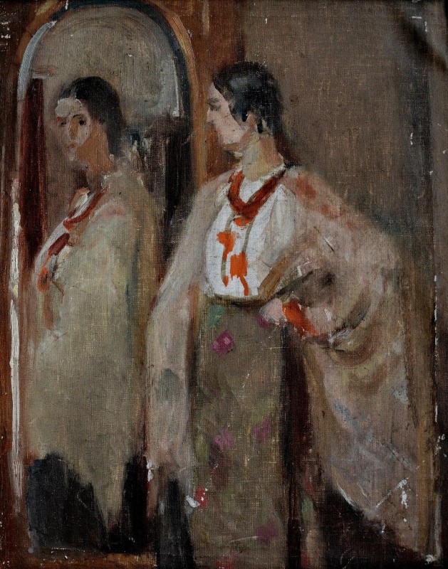 "Pictură. Figură / semifigură" by Ion Jumati, ulei pe pânză