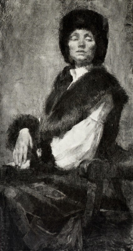 "Полу-фигура" by Ион Голубей, 2017, 600x400mm, соус / бумага