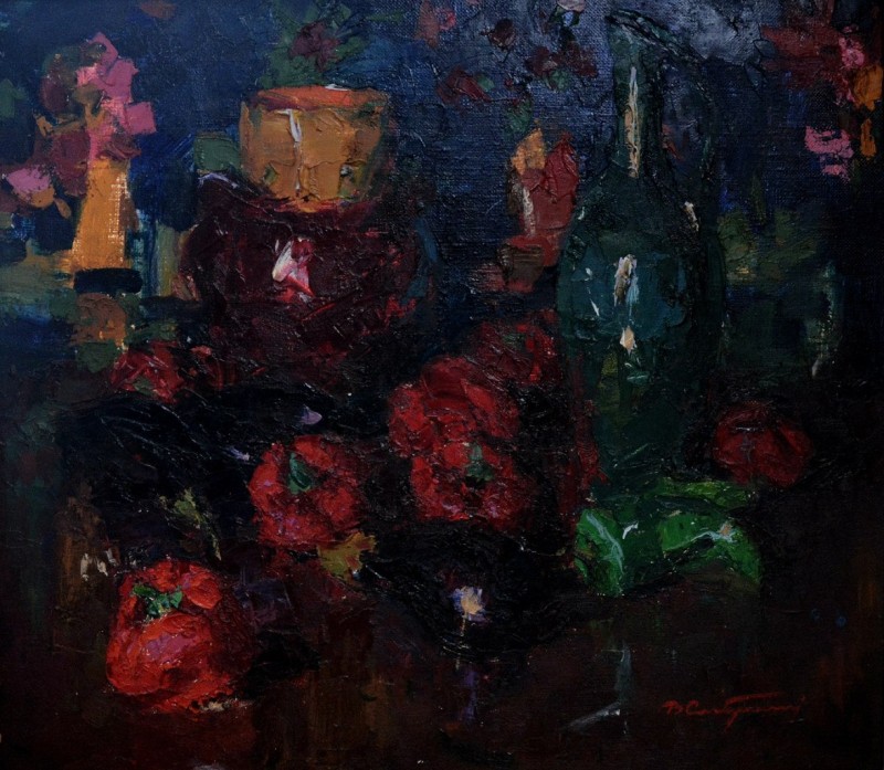 "Pictură. Natură statică" by Veniamin Slobodzinschii, ulei pe pânză
