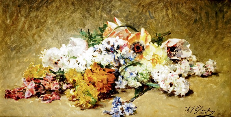 "Painting. Flowers" by Alexandre-Jacques Chantron
