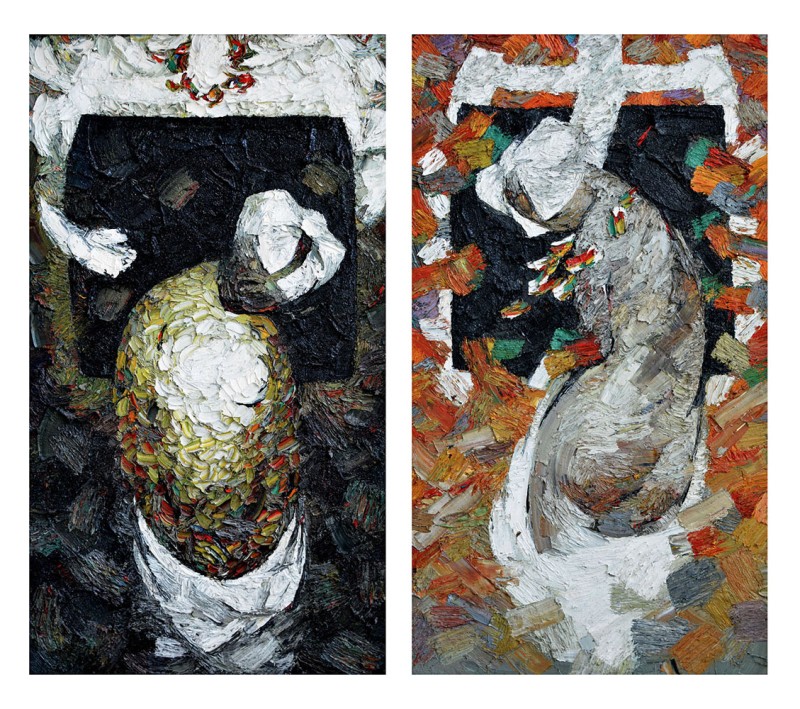 "Lucrarea de diplomă „În atelier’’(diptih)" by Carolina Leagul, 2013, 1100x700/1100x700mm, oil on canvas