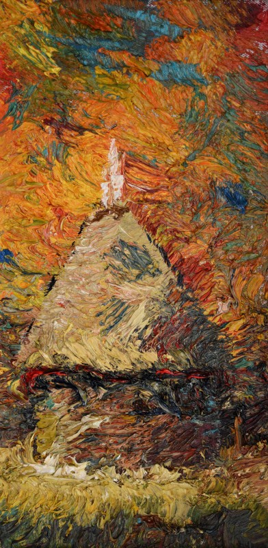 "Căsuță. Sibiu. ASTRA" by Alexandru Bodrug, 2015, 400x200mm, ulei pe pânză