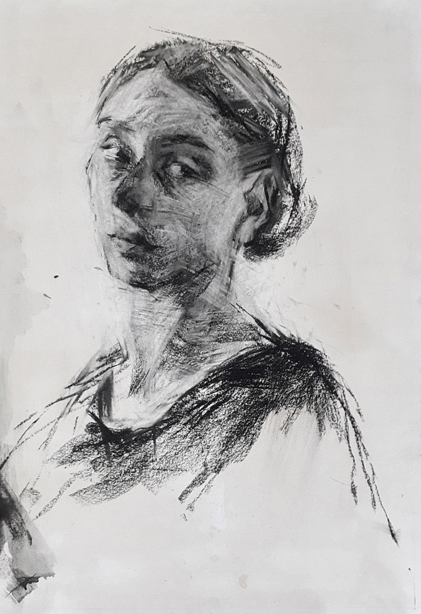 "Drawing. Portrait" by Nina Apostol, 500x320mm, Russian sauce on paper