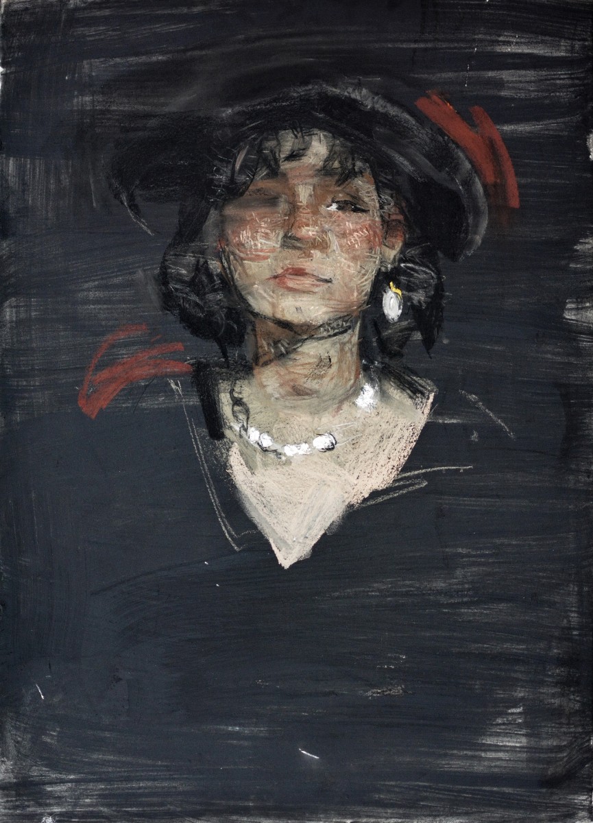"Drawing. Portrait" by Diana Rumeghea, 700x500mm, Russian sauce and pastel on paper