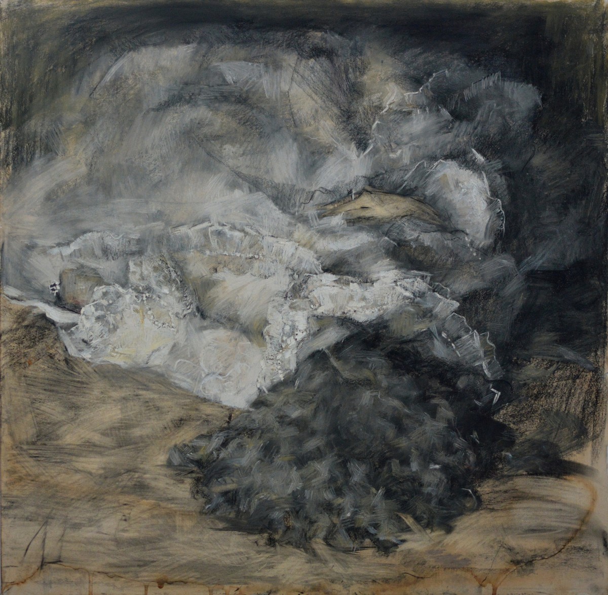 "Рисунок. Фигура / полуфигура. Продолжительный" by Нина Апостол, 750x750mm, соус / бумага