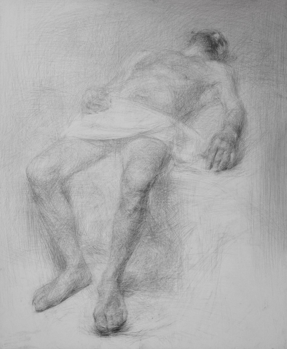 "Drawing. Nude. Long term" by Eduard Leahu, 900x750mm, pencil on paper