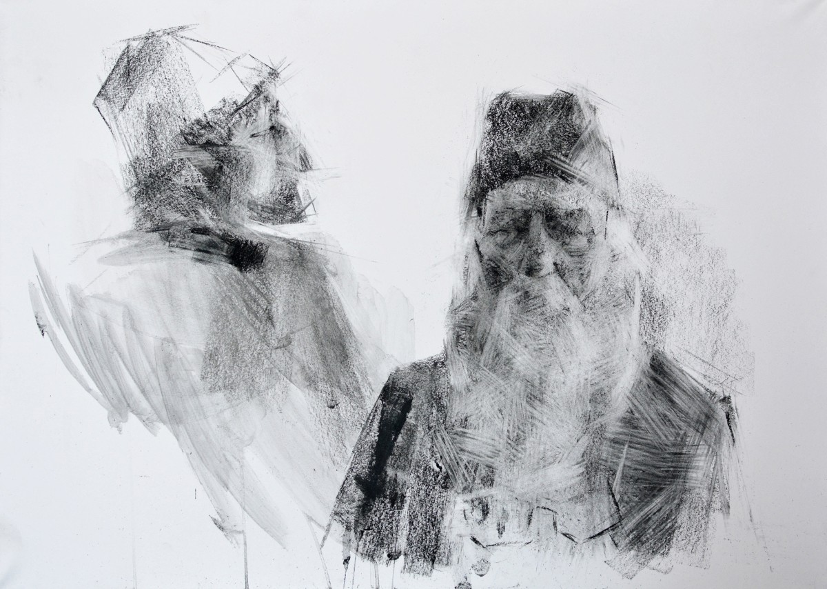 "Desen. Portret" by Nina Apostol, 500x700mm, сărbune pe hârtie
