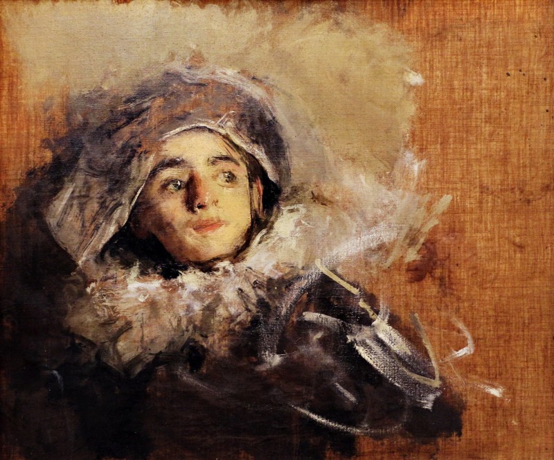 "Pictură. Portret" by Antonio Mancini, ulei pe pânză