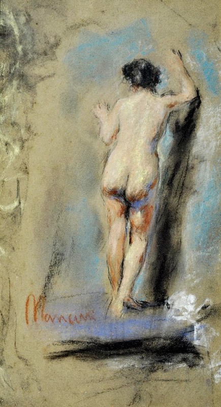 "Pictură. Nud. Figură / semifigură" by Antonio Mancini, ulei pe pânză