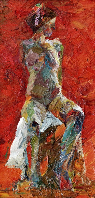 "Studiu. Nud" by Elena Moraru, 2013, 400x200mm, ulei pe pânză
