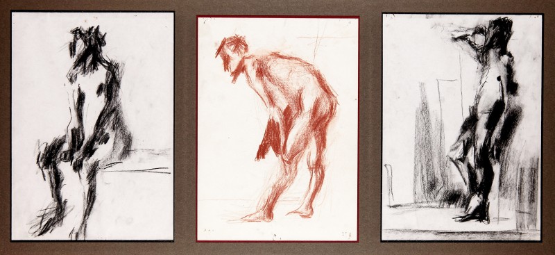 "Sketches. Nude" by Oxana Țip, 2002, 300x600mm, sanguine on paper