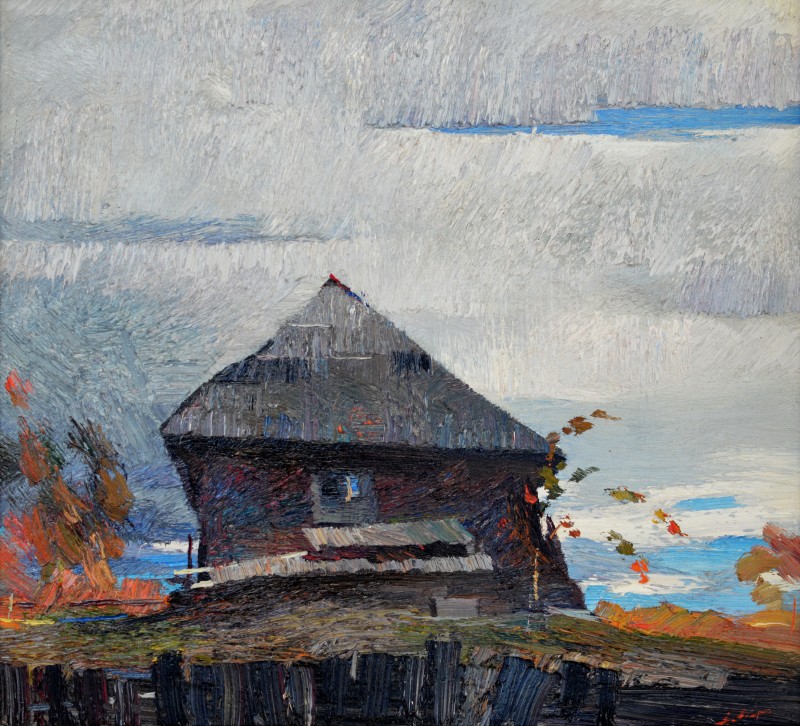"Maramureș" by Anatol Ghimpu, 2000, 620x680mm, oil on canvas