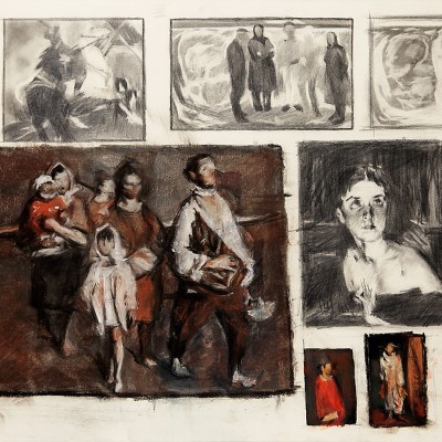 "Analiza operelor de artă" by Oxana Țip, 2011, 500x800mm, pastel pe hârtie