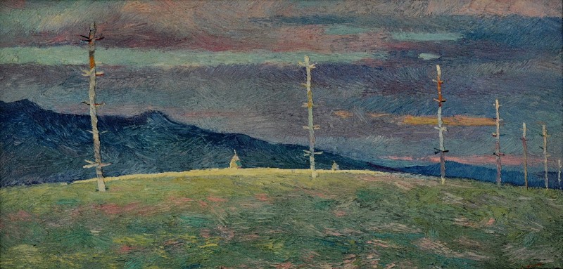 "Maramureș" by Anatol Ghimpu, 2000, 420x840mm, oil on canvas