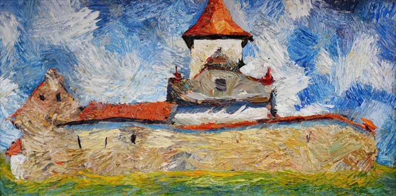 "Motiv. Transilvania" by Cristina Demian, 2015, 300x520mm, ulei pe pânză