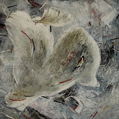 "Lili, îtta și Dănuț. Triptic" by Anatol Ghimpu, 1995, 950x950mm, ulei pe pânză