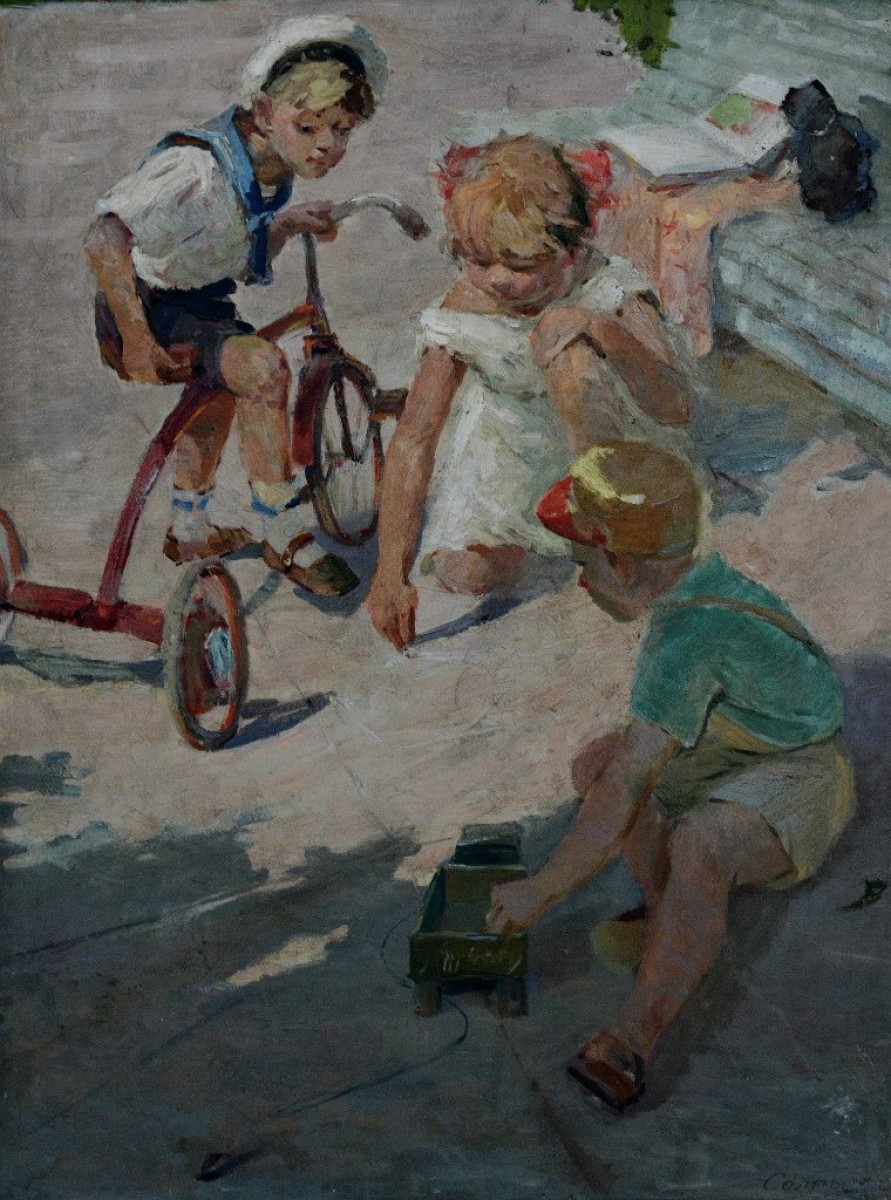 "Compoziție" by Feodor Soltys, ulei pe pânză