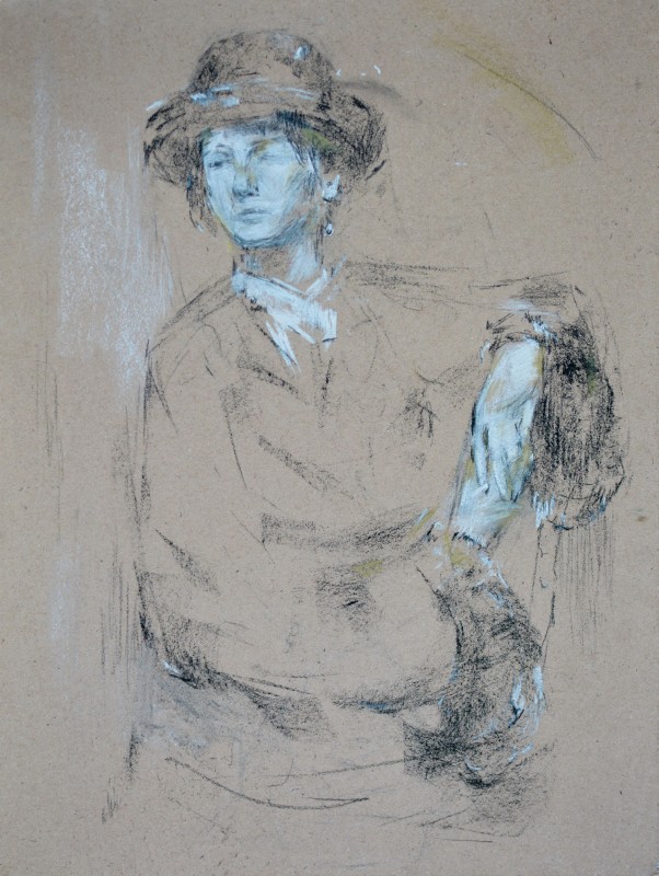 "Рисунок. Фигура / полуфигура" by Лиа Унгуреану, 400x300mm, соус / бумага