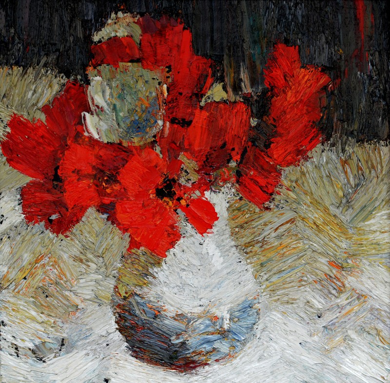 "Studiu. Flori" by Victor Teslaru, 2015, 410x410mm, ulei pe pânză