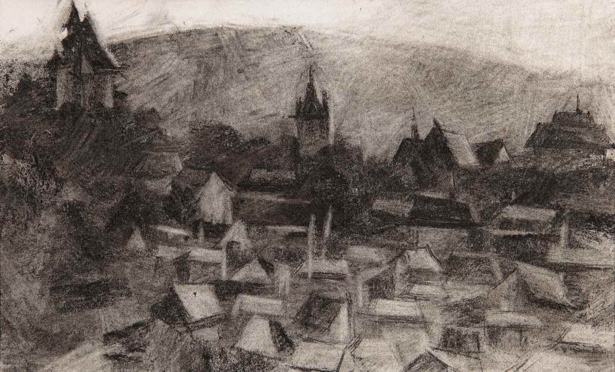 "Рисунок. Пленэр. Продолжительный" by Иулиа Стратан, 250x400mm, соус / бумага