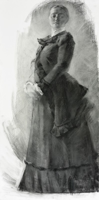 "Figure" by Maria Manchevici, 2022, 500x1000mm, Russian sauce on paper