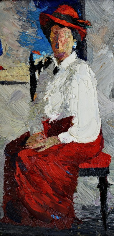 "Studiu. Figură" by Carolina Leagul, 2013, 400x200mm, oil on canvas