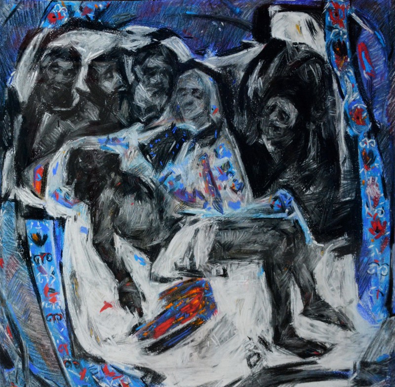 "Drawing. Long term" by Eduard Leahu, 450x450mm, pastel on paper