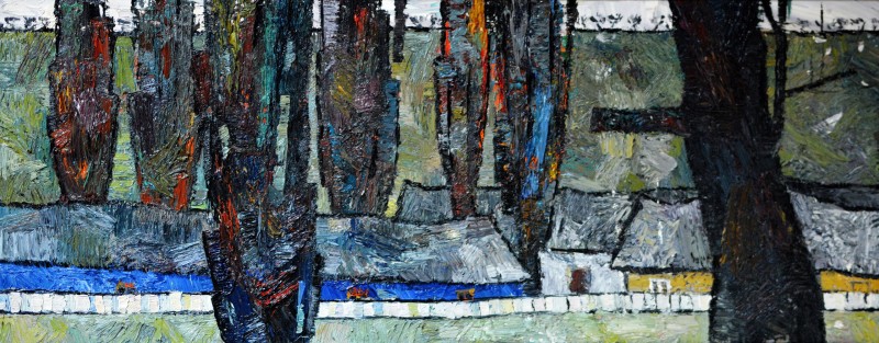 "Композиция. Продолжительный" by Штефан Моcану, 450x1200mm, масло / холст