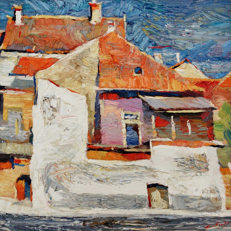 "Этюд. Сигишоара" by Анатол Гимпу, 2005, 300x300mm, масло / холст