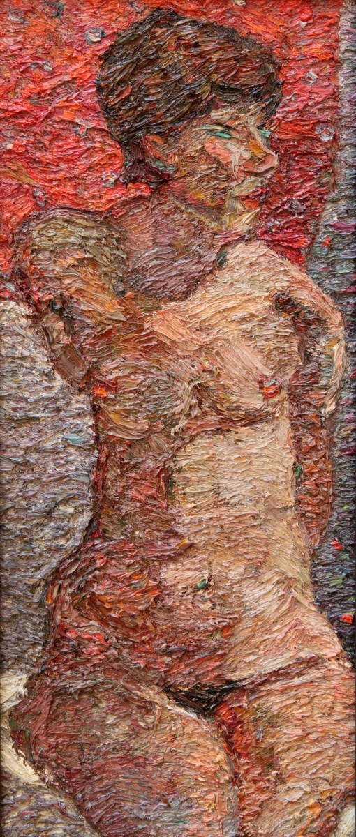"Painting. Nude. Long term" by Olga Ilieș, 700x300mm, oil on canvas