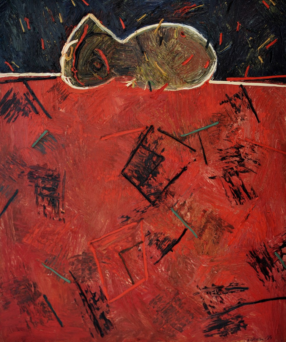 "Îngerul păzitor (The guardian angel)" by Anatol Ghimpu, 1994, 950x800mm, oil on canvas