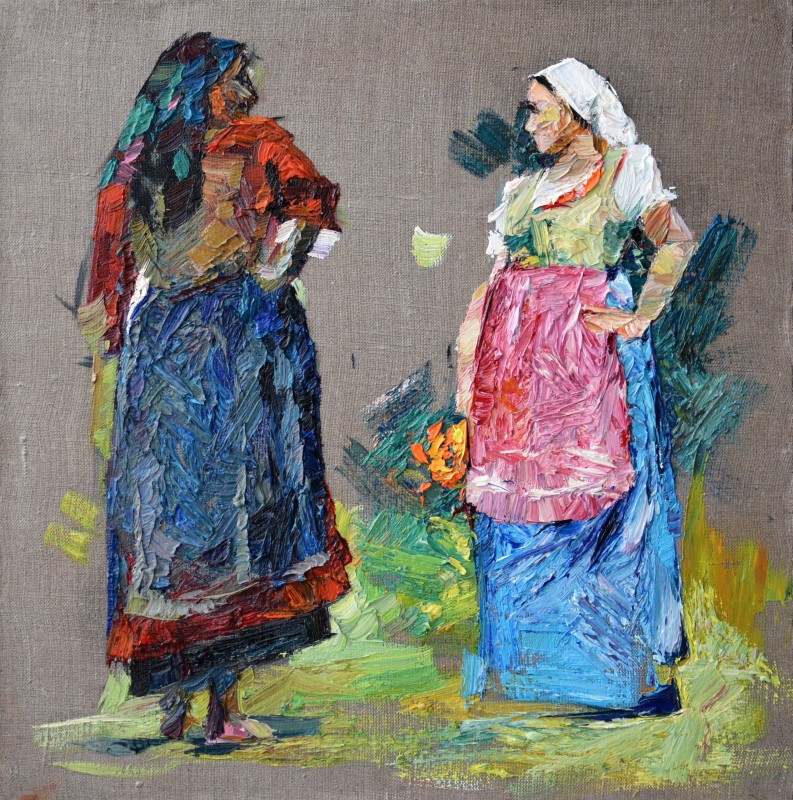 "Figură. Pleinair" by Doina Mîndrean, 2018, 420x420mm, ulei pe pânză