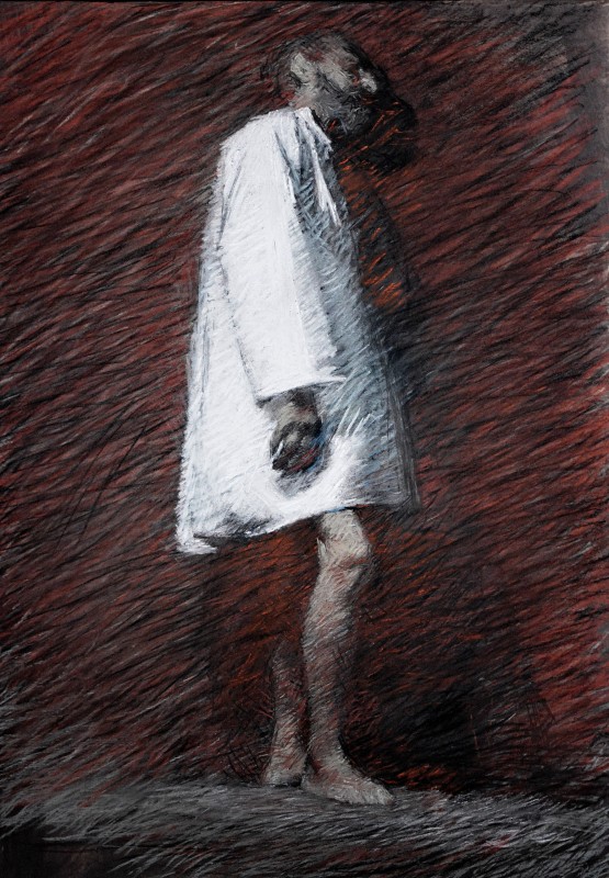 "Фигура" by Ион Голубей, 2015, 700x500mm, соус и пастель / бумага