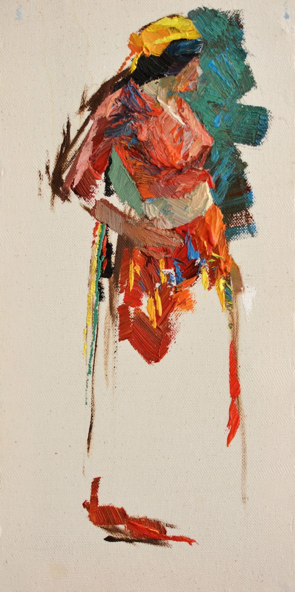 "Studiu. Figură în național" by Renata Afanasii, 2017, 400x200mm, ulei pe pânză