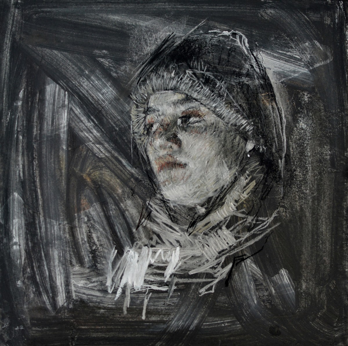 "Desen. Portret" by Eduard Leahu, 400x400mm, Russian sauce pe hârtie